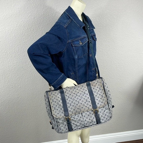 Louis Vuitton Monogram Mini Lin Sac a Langer Diaper Messenger Bag Denim Gray - Picture 1 of 17